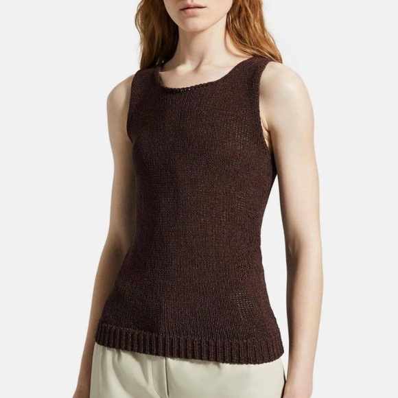 Theory Dark Brown Sleeveless Knit Top - Picture 1 of 6